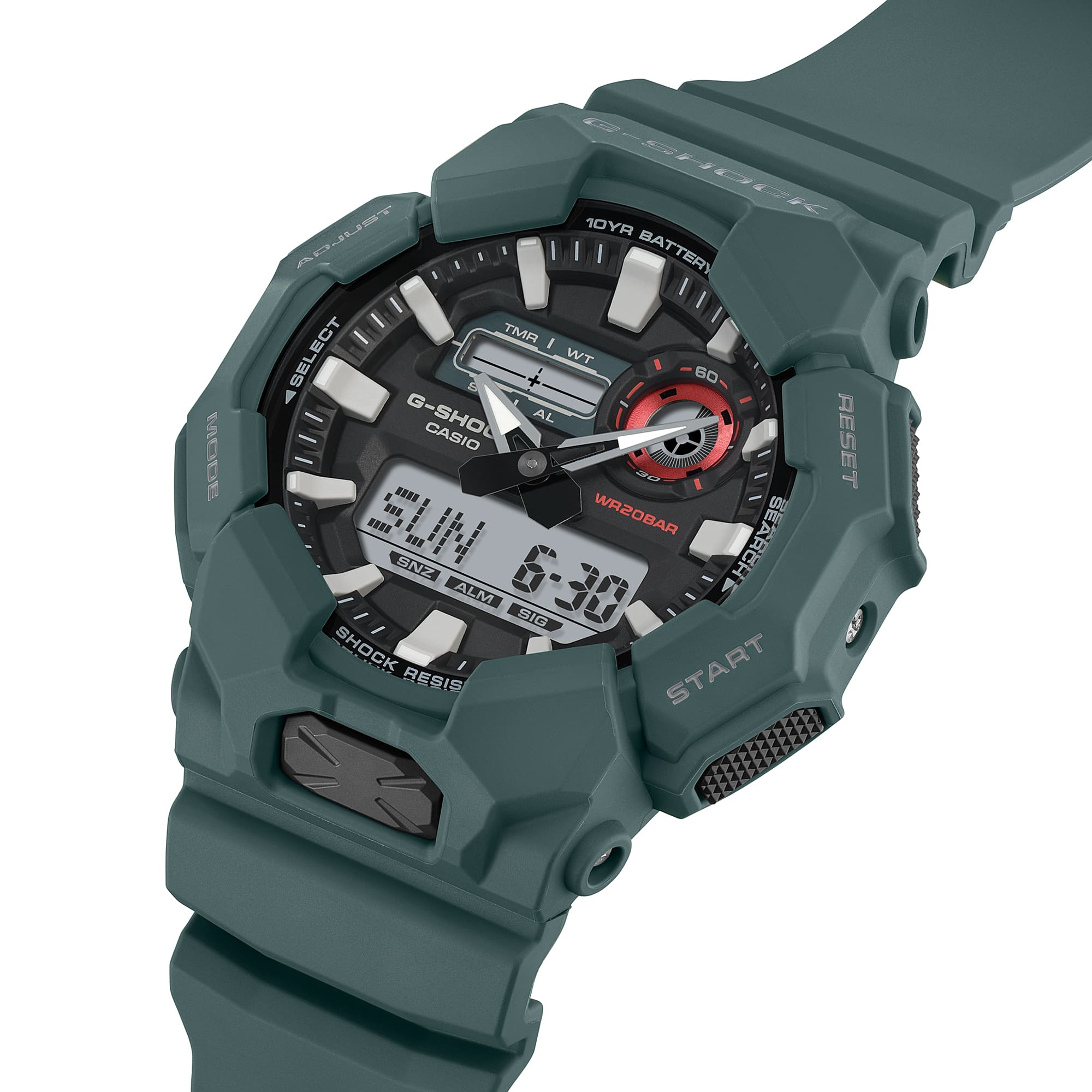 GA-010-2A Reloj G-Shock Hombre Resina Gris Verdoso - Vista trasera