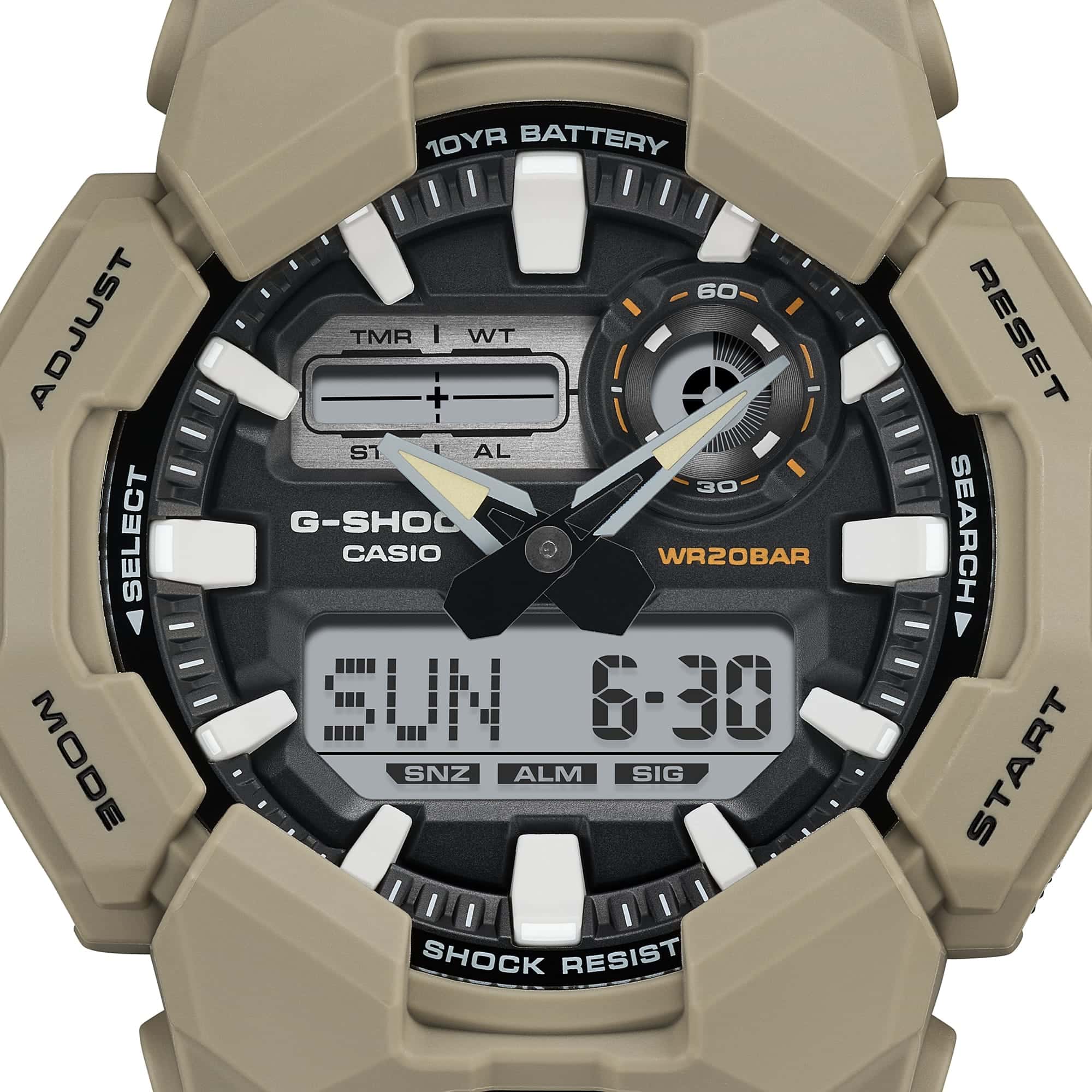 GA-010-5A Reloj G-Shock Hombre Resina Beige - Vista trasera