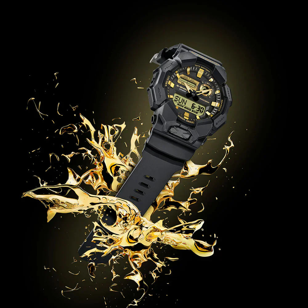 GA-010GB-1A9 Reloj G-Shock de hombre pulsera de caucho 10 años de batería - Detalle de esfera