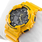 GA-100A Reloj G-Shock Hombre Resina Amarillo - Vista trasera