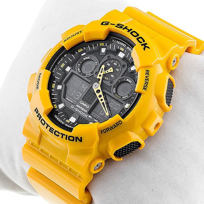 GA-100A Reloj G-Shock Hombre Resina Amarillo - Vista trasera
