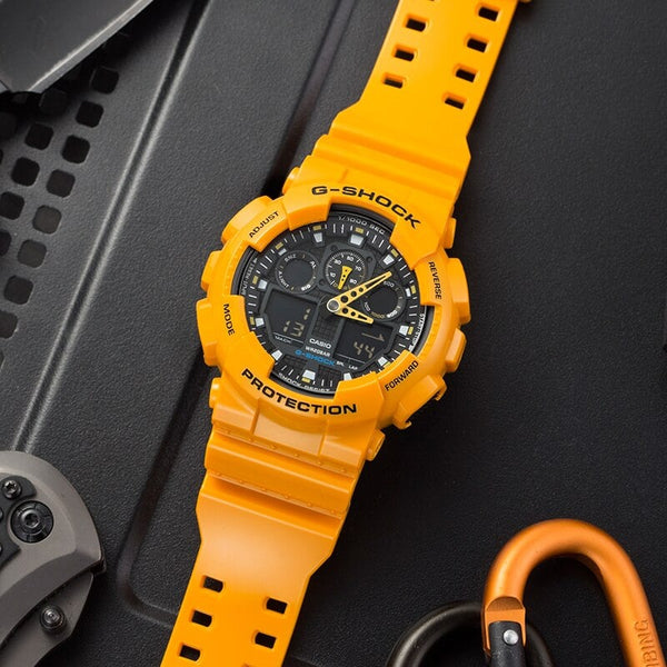 GA-100A Reloj G-Shock Hombre Resina Amarillo - Vista lateral