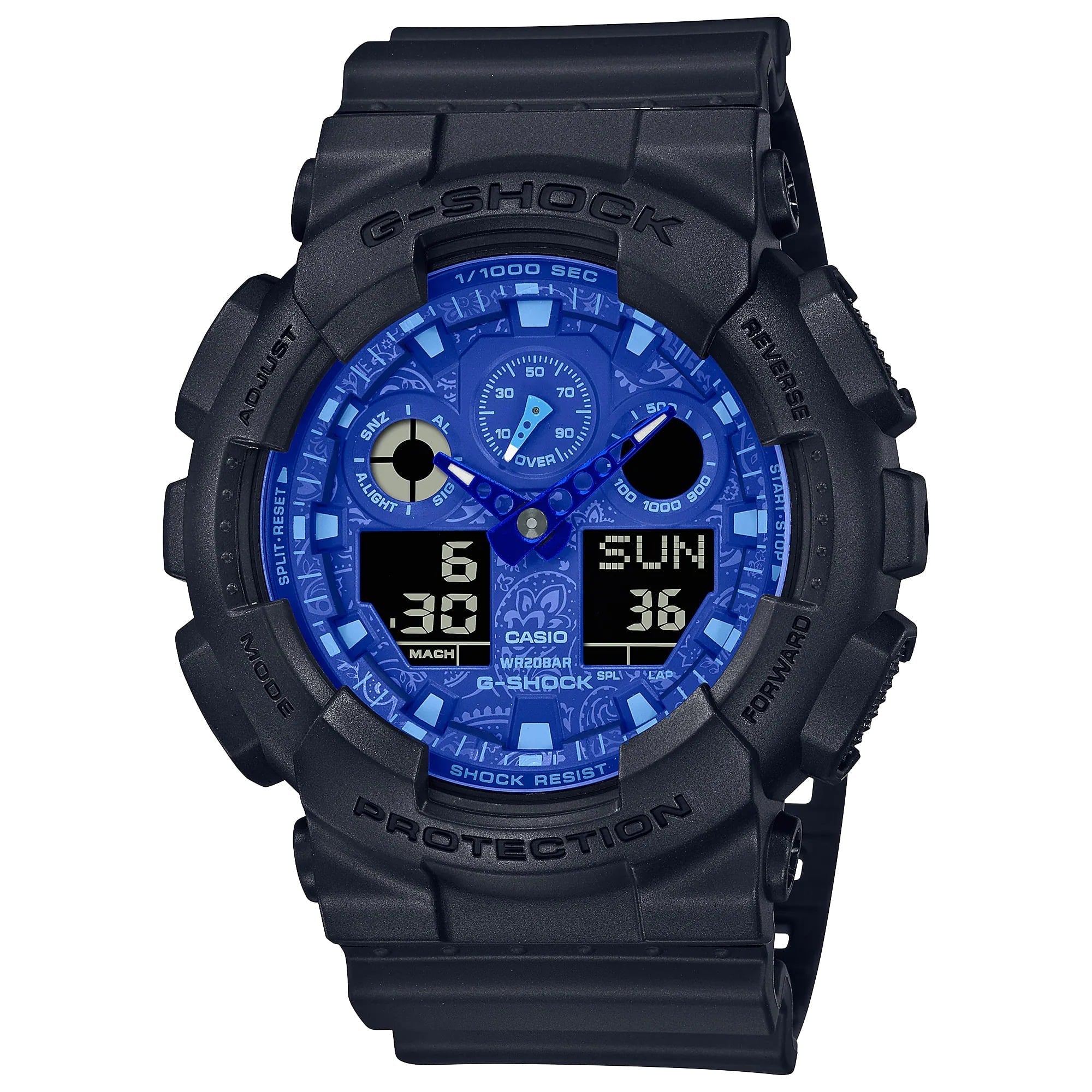 GA-100BP-1A Reloj G-Shock GA-100 Hombre Resina Negra Esfera - Reloj original en Guatemala