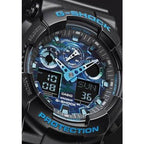 GA-100CB Reloj G-Shock Hombre Resina Negro Camuflaje Azul - Vista lateral