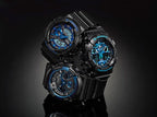 GA-100CB Reloj G-Shock Hombre Resina Negro Camuflaje Azul - Detalle de esfera