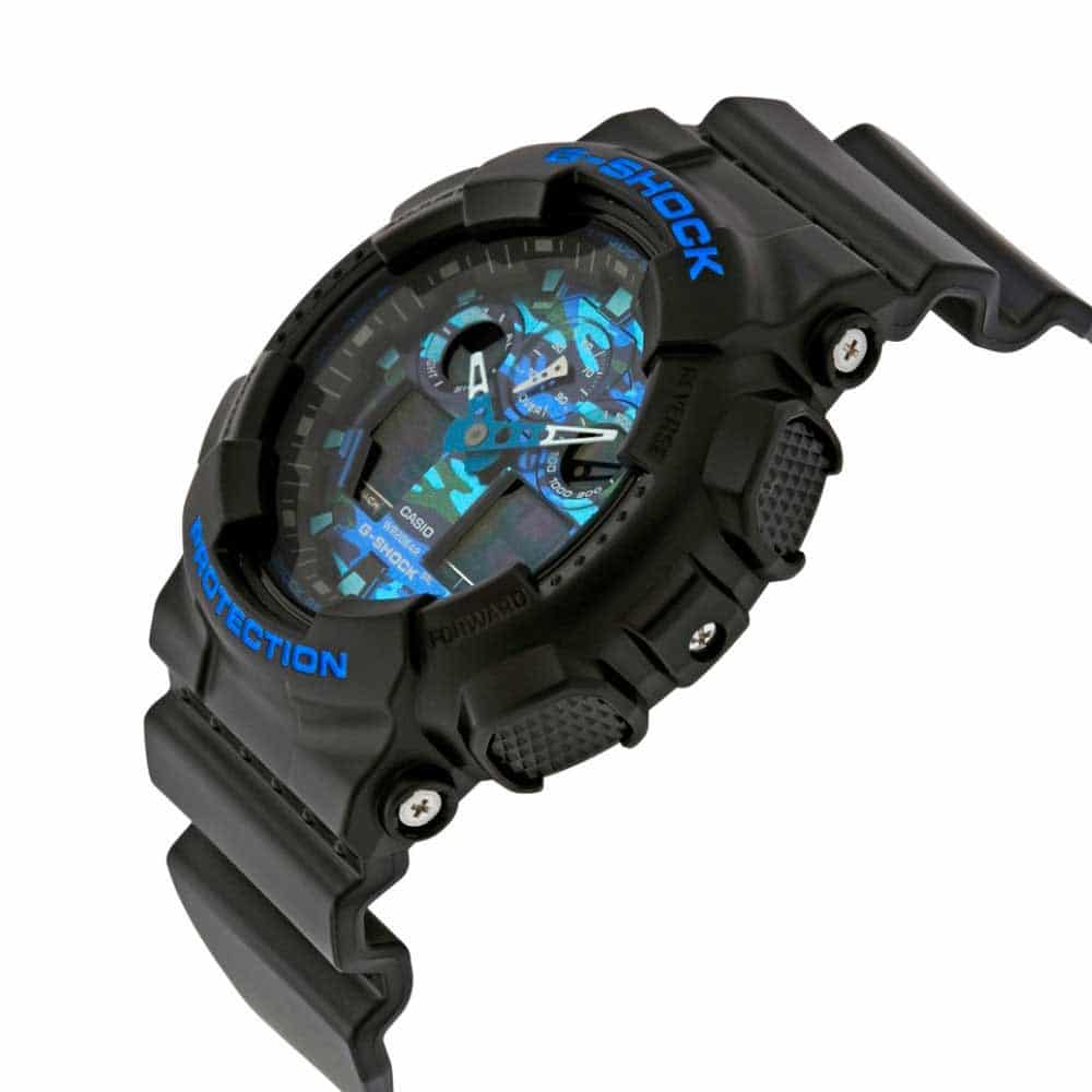 GA-100CB Reloj G-Shock Hombre Resina Negro Camuflaje Azul - Vista trasera