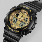 GA-100GGB-1A9 Reloj G-Shock Hombre Correa Resina Negro Dorado - Detalle de esfera