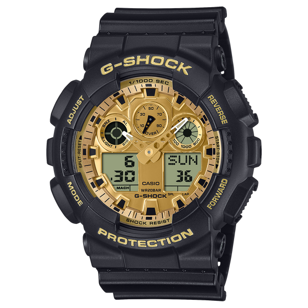 GA-100GGB-1A9 Reloj G-Shock Hombre Correa Resina Negro Dorado - Reloj original en Guatemala