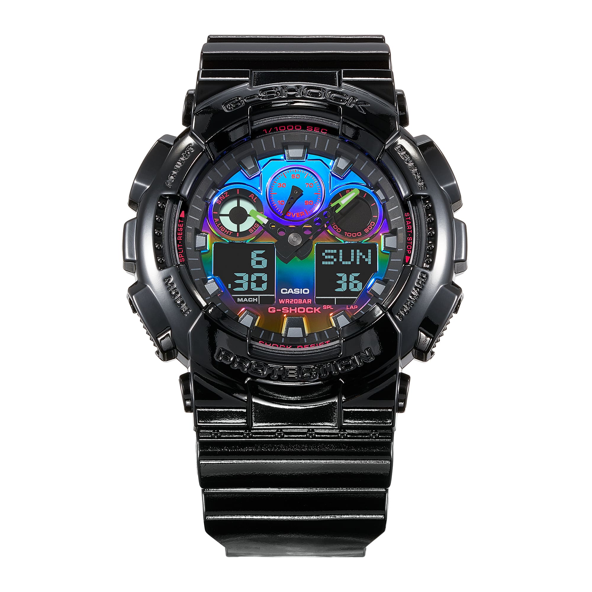 GA-100RGB Reloj G-Shock GA-100 Hombre Resina Negro - Vista trasera