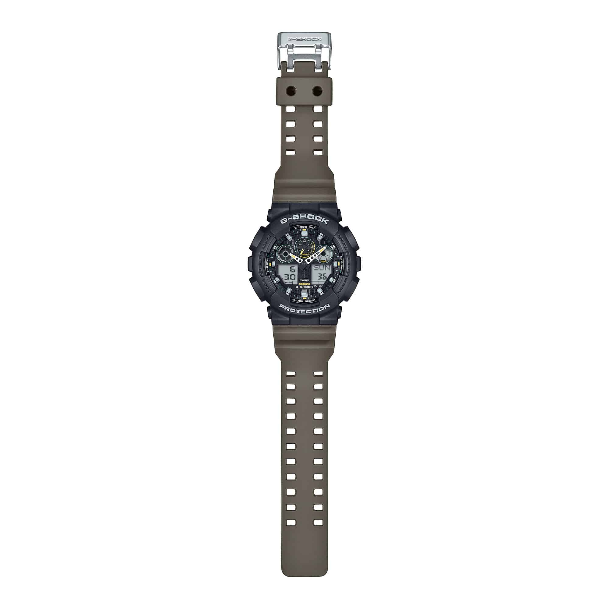GA-100TU-1A3 Reloj G-Shock Hombre Resina Negro Correa Verde - Vista lateral