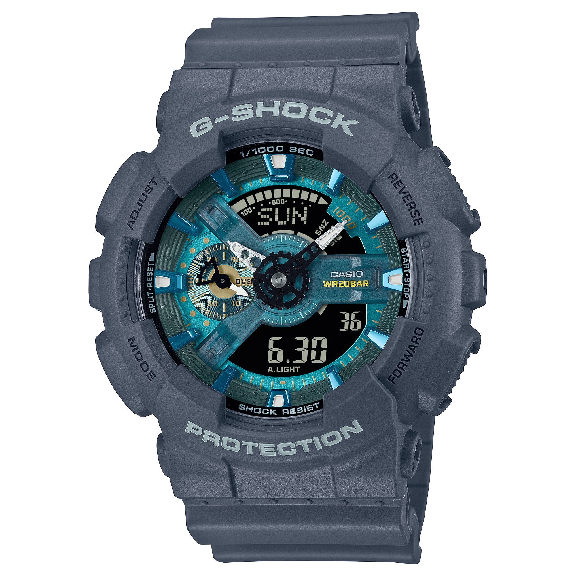GA-110AS Reloj G-Shock Hombre Resina Azul Grisáceo Turquesa - Reloj original en Guatemala