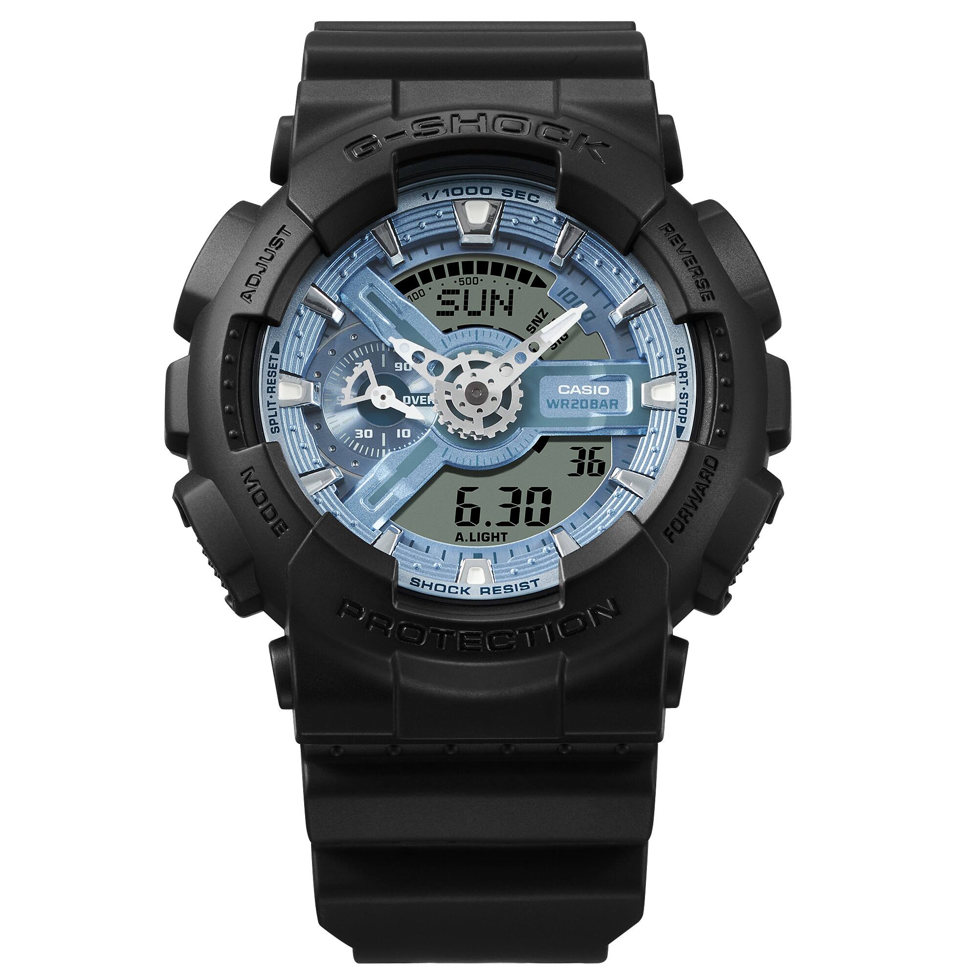 GA-110CD Reloj G-Shock GA-100 Hombre Resina Negro Azul - Vista lateral