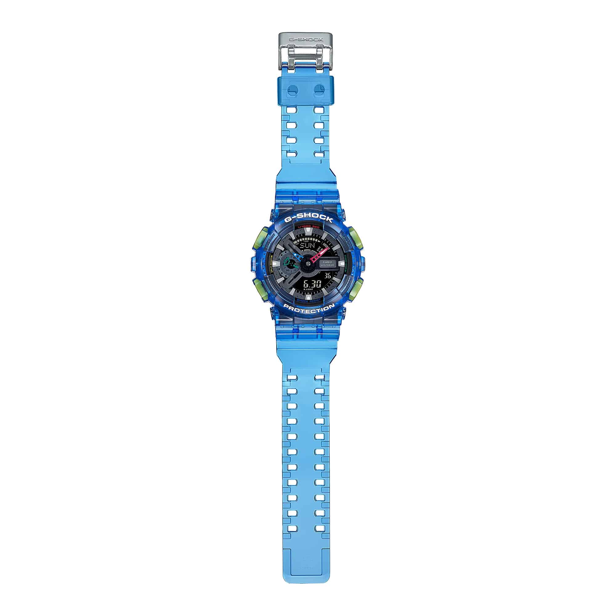 GA-110JT Reloj G-Shock Hombre Resina Azul Translúcido - Vista lateral