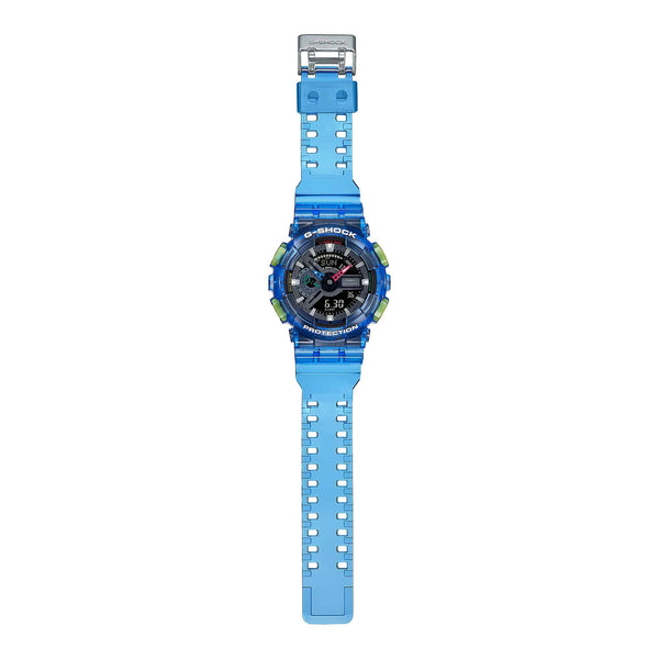GA-110JT Reloj G-Shock Hombre Resina Azul Translúcido - Vista lateral