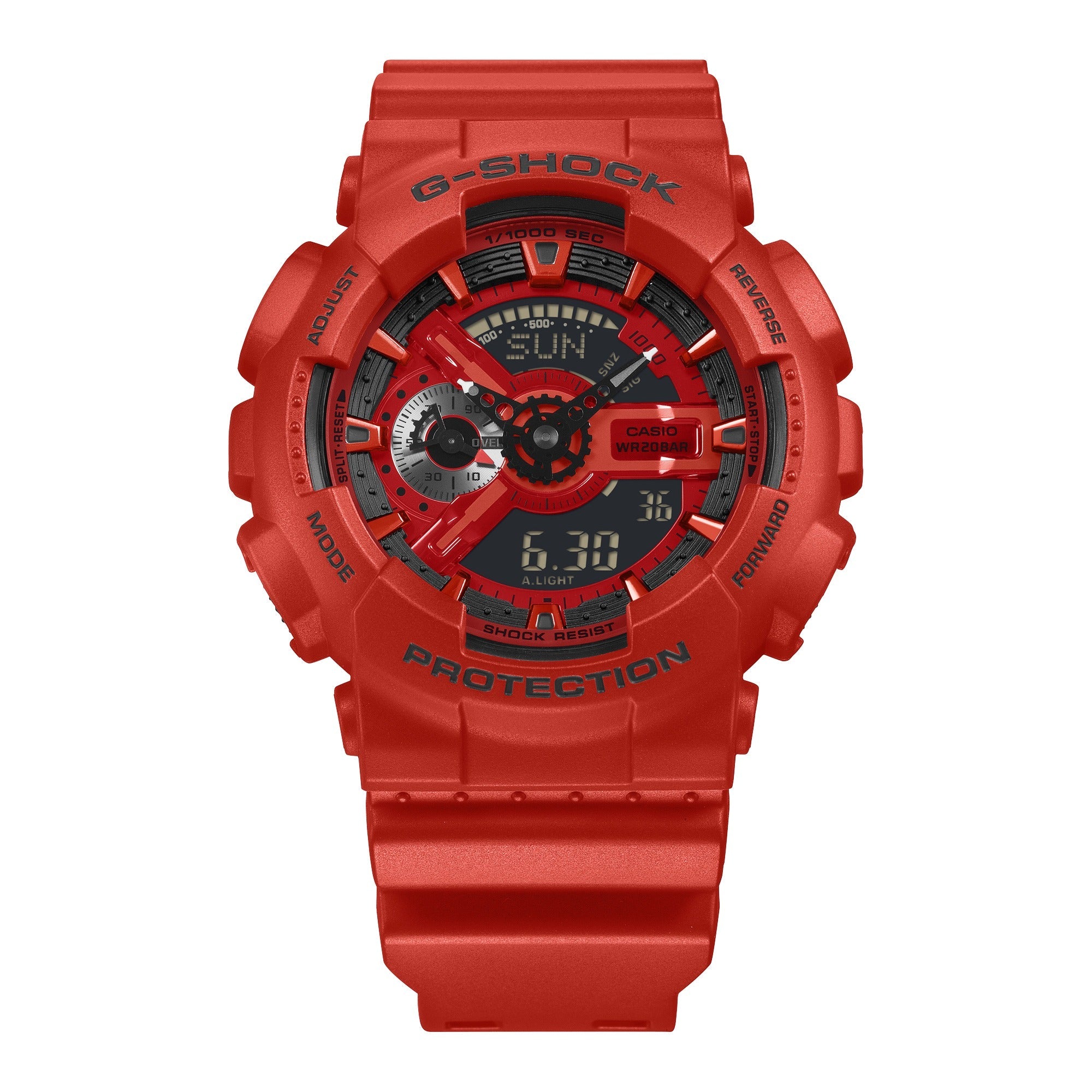 GA-110RRB Reloj G-Shock Hombre Resina Roja - Detalle de esfera