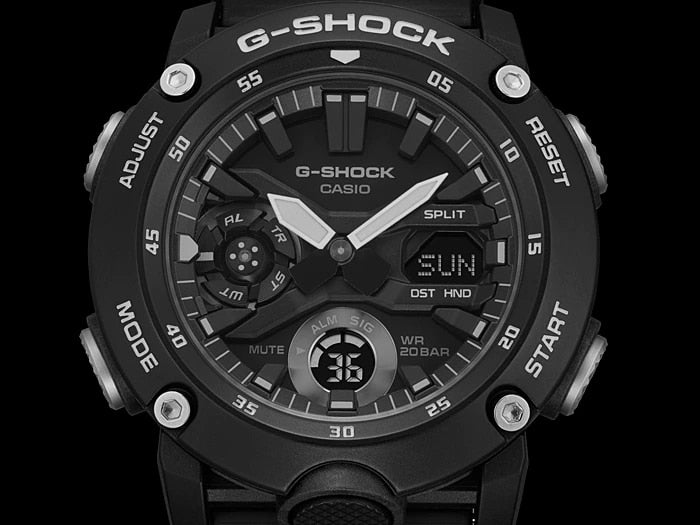GA-2000S Reloj G-Shock GA-2000 Hombre Resina Negro - Detalle de esfera