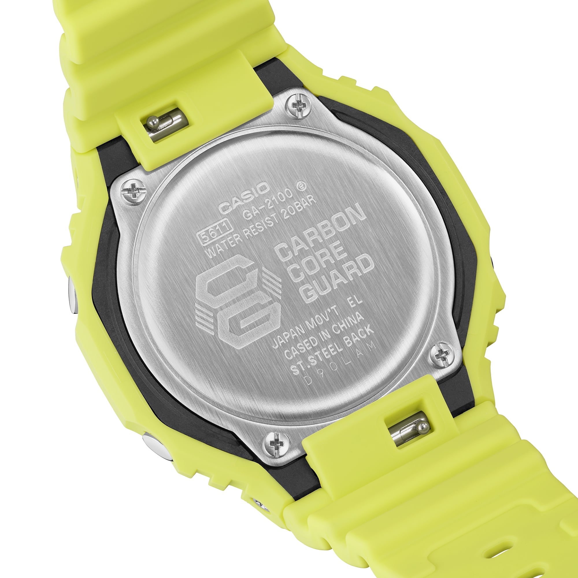 GA-2100-9A9 Reloj G-Shock Classic de hombre pulsera de caucho 48 mm - Vista trasera