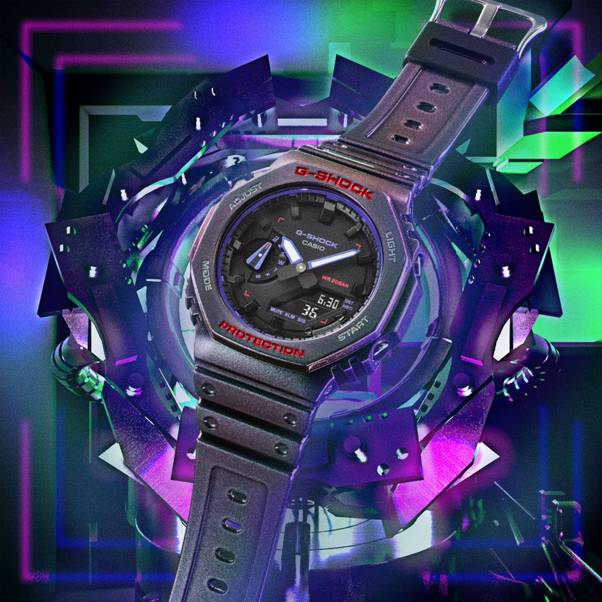 GA-2100AH Reloj G-Shock GA-2100 Hombre Resina Morado - Vista lateral