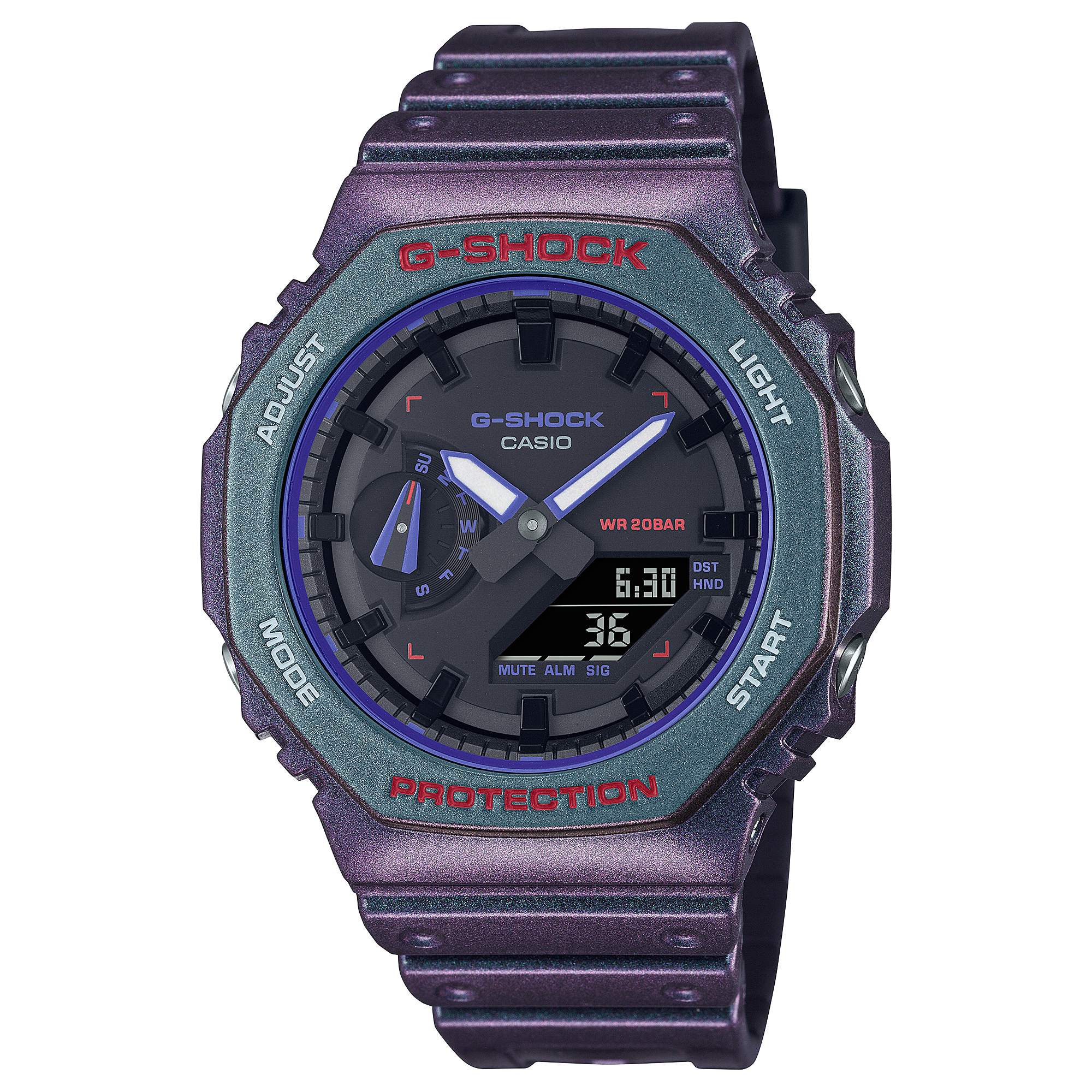 GA-2100AH Reloj G-Shock GA-2100 Hombre Resina Morado - Reloj original en Guatemala