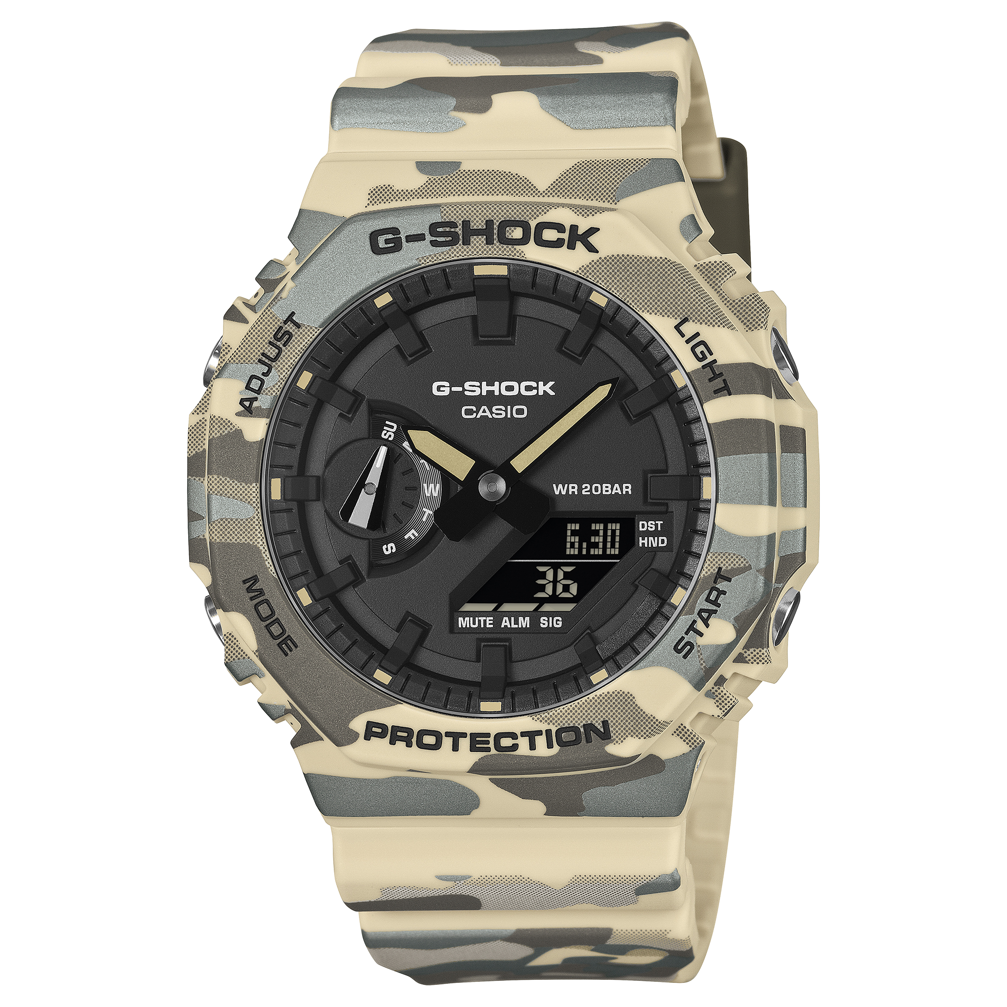 GA-2100CM-5A Reloj G-Shock unisex correa de caucho doble hora - Reloj original en Guatemala