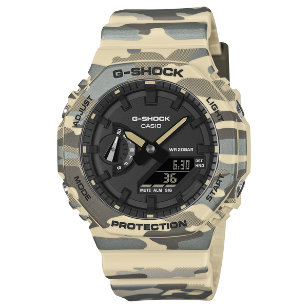 GA-2100CM-5A Reloj G-Shock unisex correa de caucho doble hora - Reloj original en Guatemala