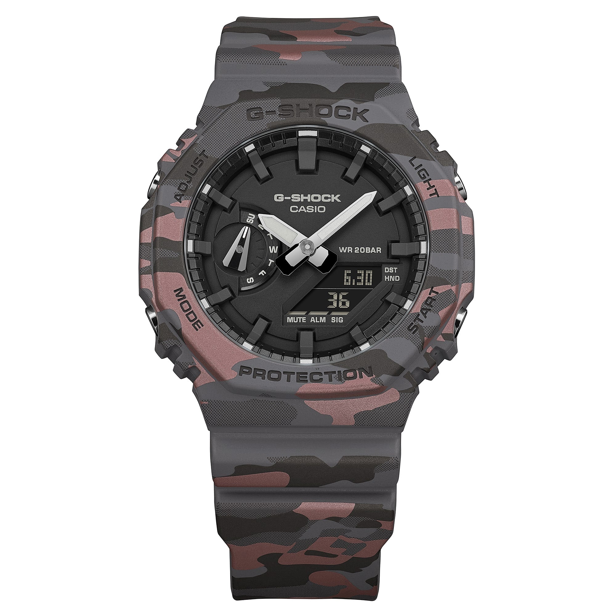 GA-2100CM-8A Reloj G-Shock de hombre correa de resina - Detalle de esfera
