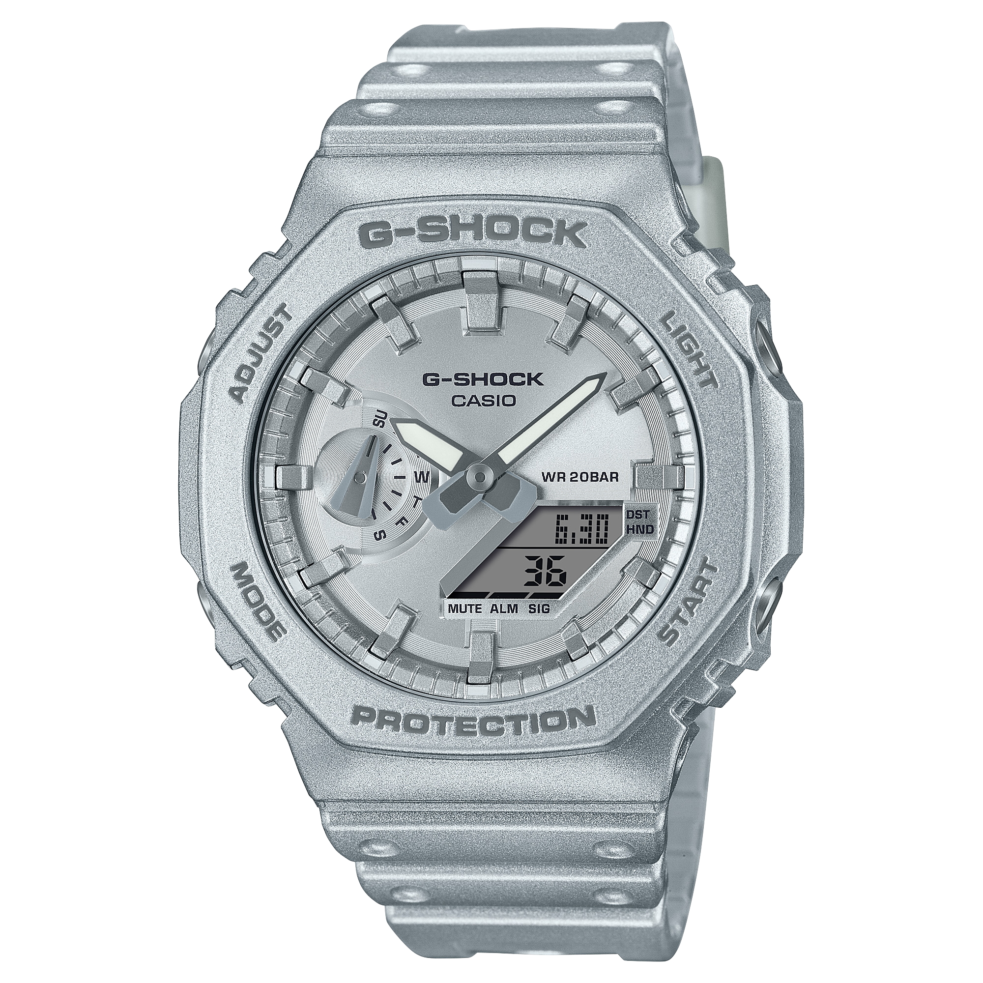 GA-2100FF Reloj G-Shock GA-2100 Hombre Resina Plateado Mate - Reloj original en Guatemala