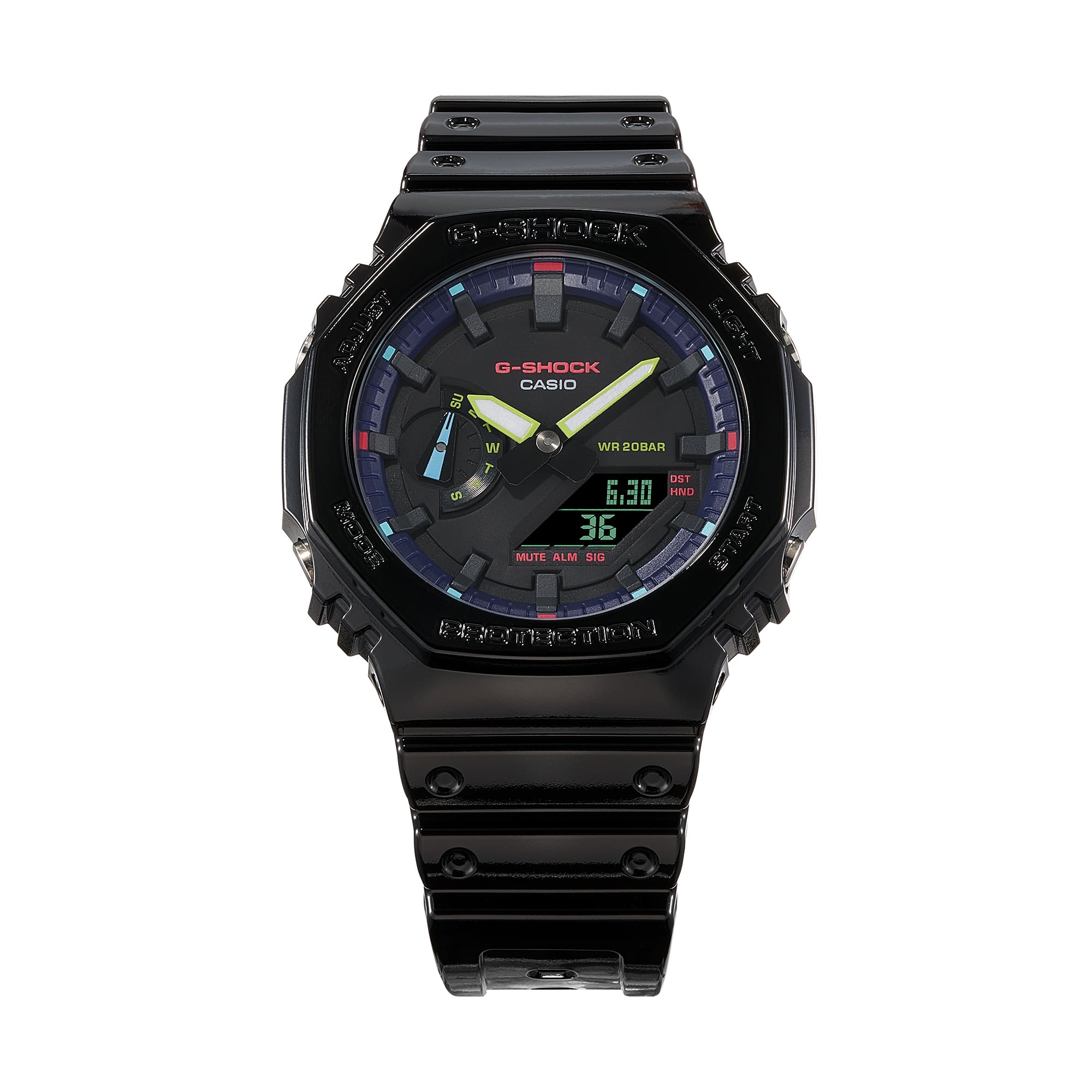 GA-2100RGB Reloj G-Shock GA-2100 Hombre Resina Negro - Vista trasera