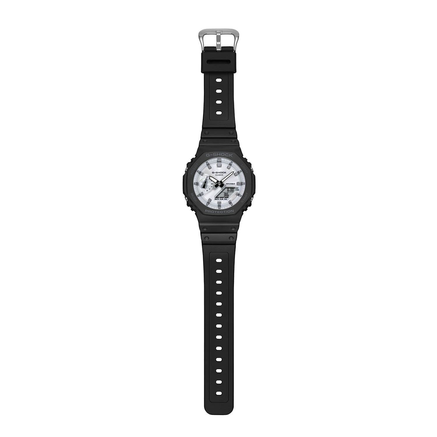 GA-2100WD Reloj G-Shock Hombre Resina Negro Esfera Blanca - Detalle de esfera