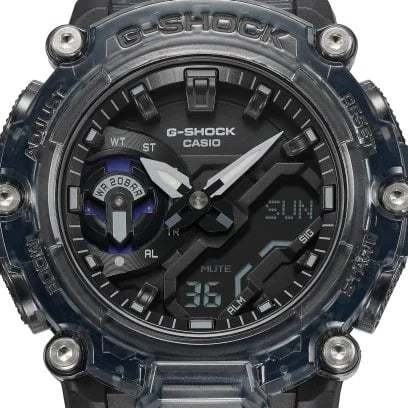 GA-2200SKL Reloj G-Shock Hombre Resina Negro Translúcido - Detalle de esfera