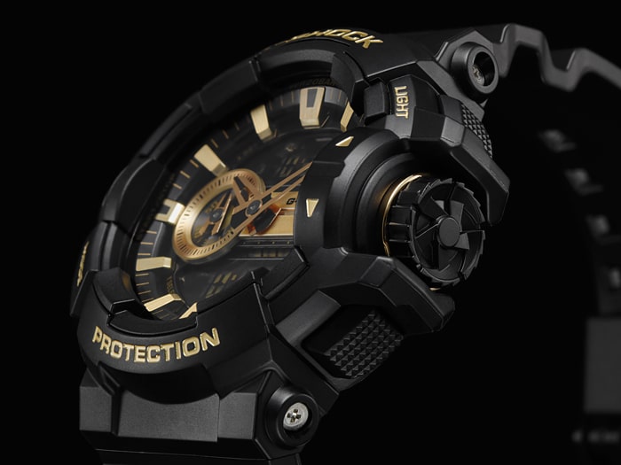 GA-400GB Reloj G-Shock Hombre Resina Negro Dorado - Vista trasera