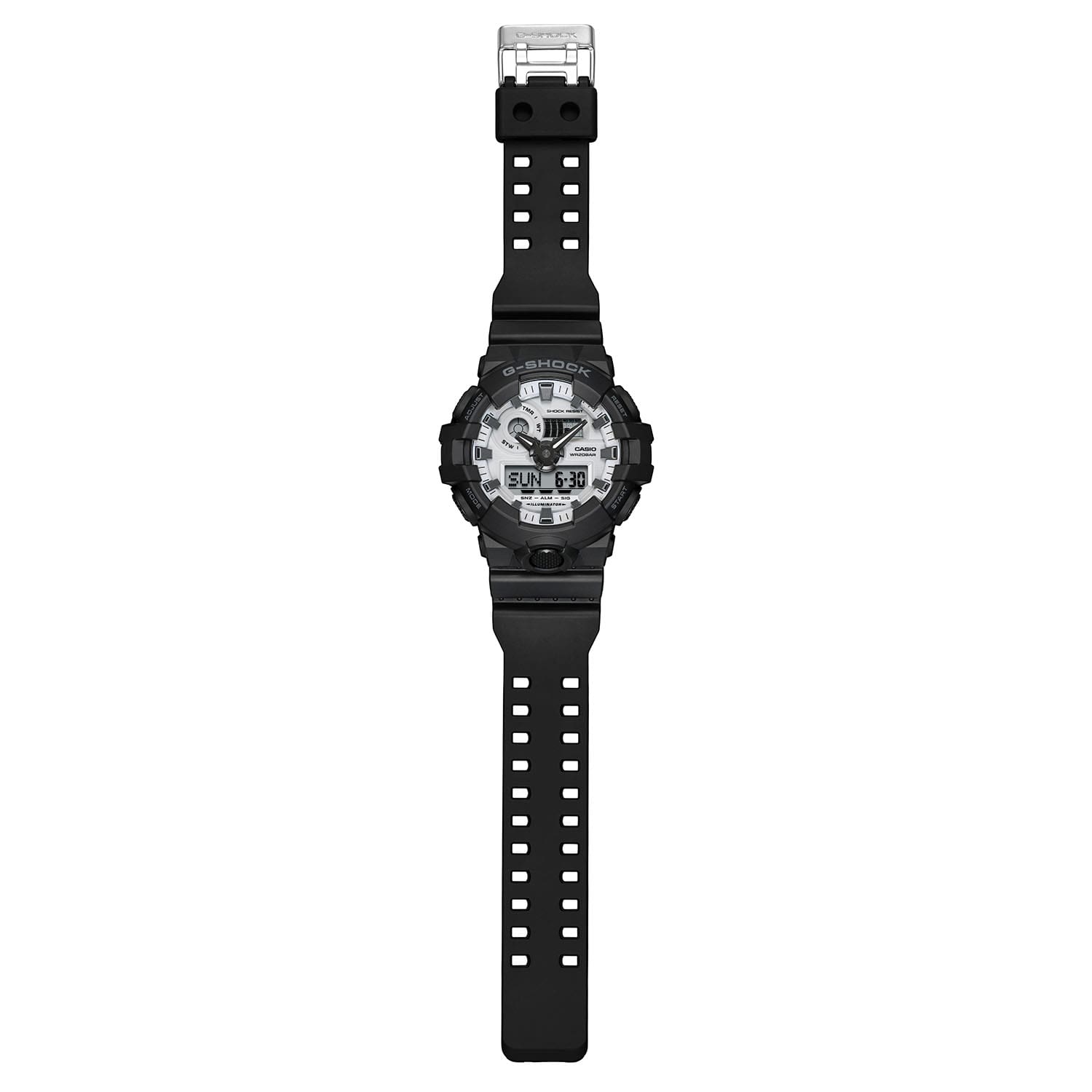 GA-700WD Reloj G-Shock Hombre Resina Negro Esfera Blanca - Vista trasera