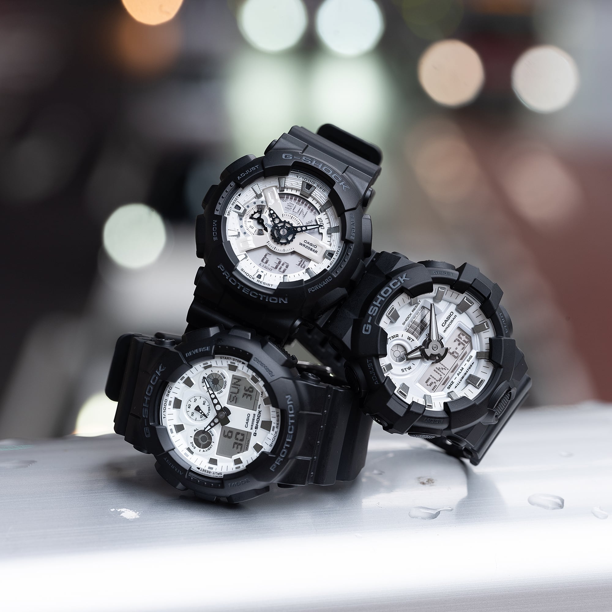 GA-700WD Reloj G-Shock Hombre Resina Negro Esfera Blanca - Detalle de esfera