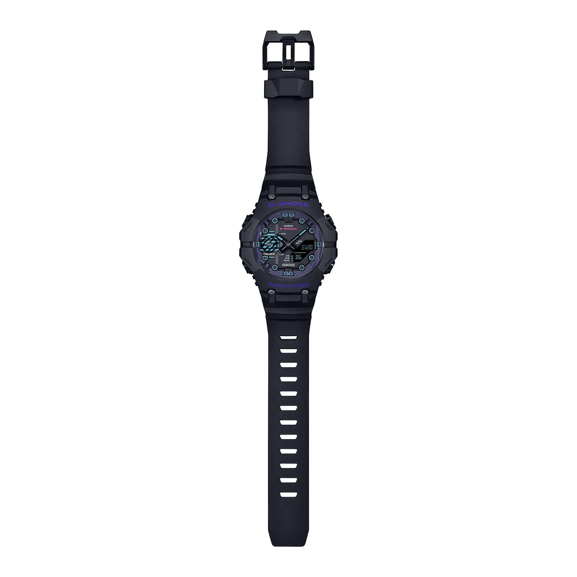 GA-B001CBR Reloj G-Shock Hombre Correa Resina Negro Púrpura - Vista lateral