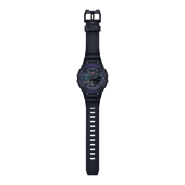 GA-B001CBR Reloj G-Shock Hombre Correa Resina Negro Púrpura - Vista lateral