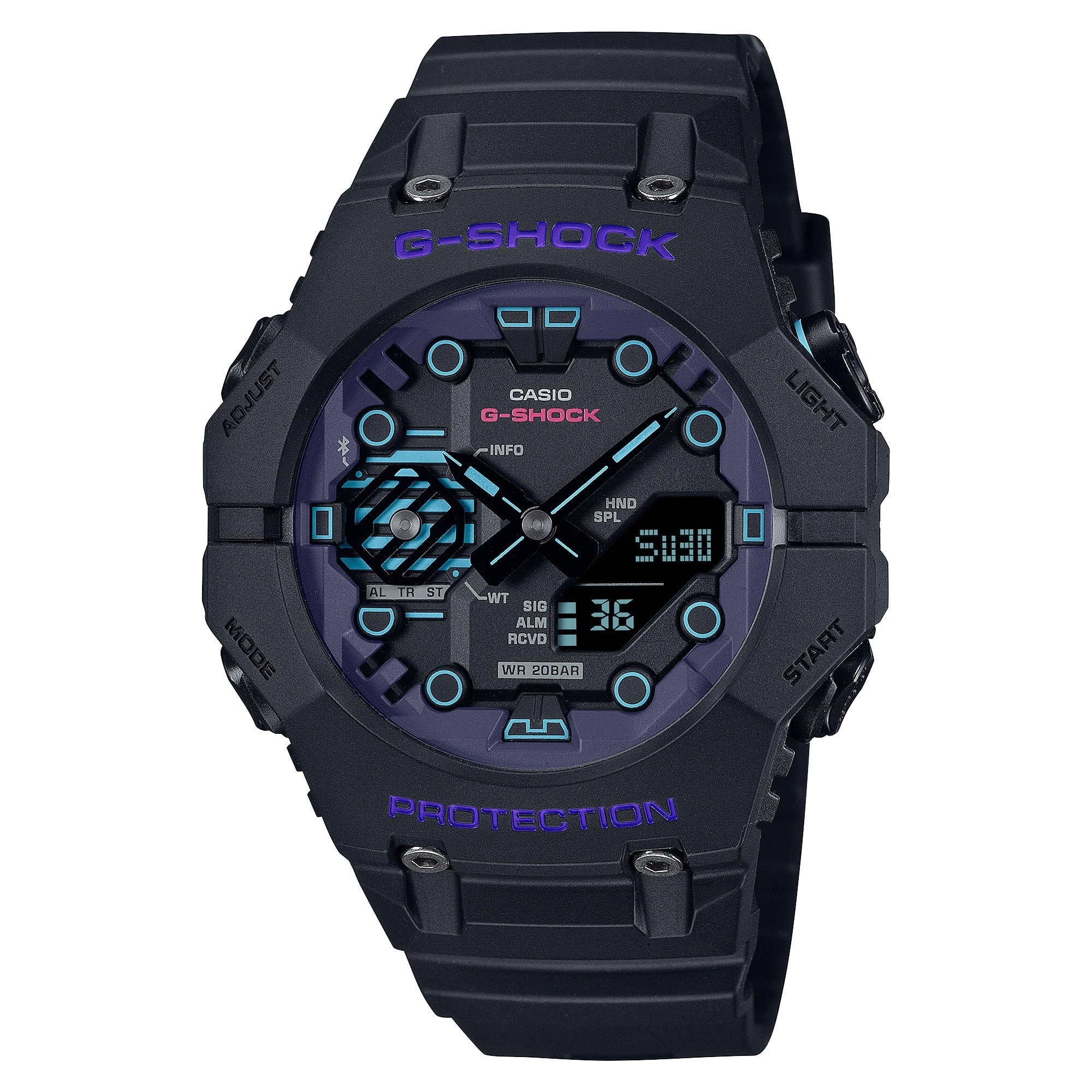 GA-B001CBR Reloj G-Shock Hombre Correa Resina Negro Púrpura - Reloj original en Guatemala