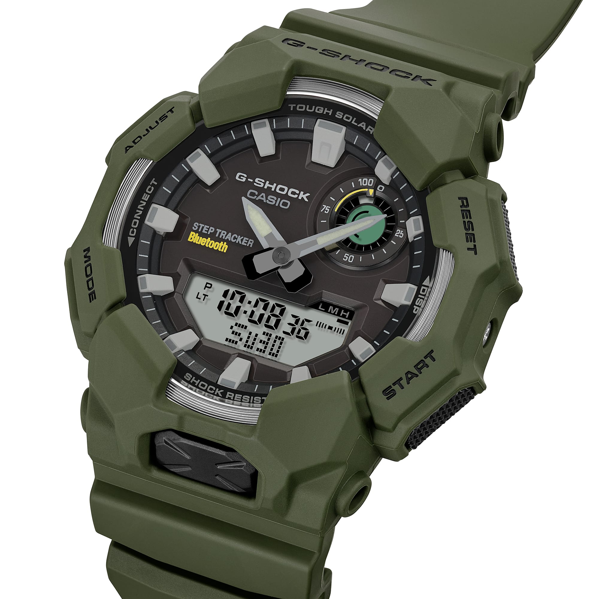 GA-B010 Reloj G-Shock Hombre Resina Verde Militar - Detalle de esfera