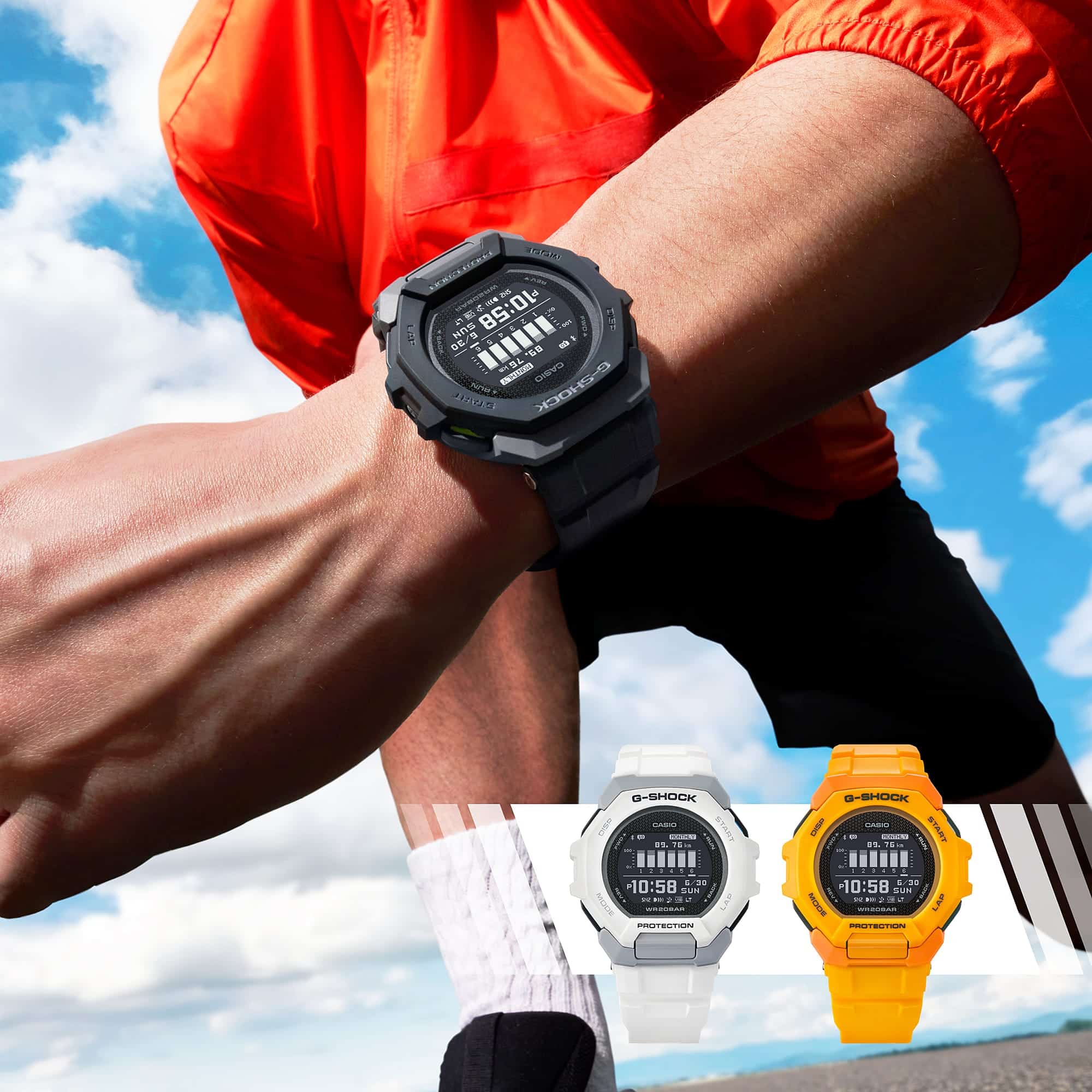 GBD-300-1 G-Shock reloj para caballero pulsera de caucho con bluetooth
