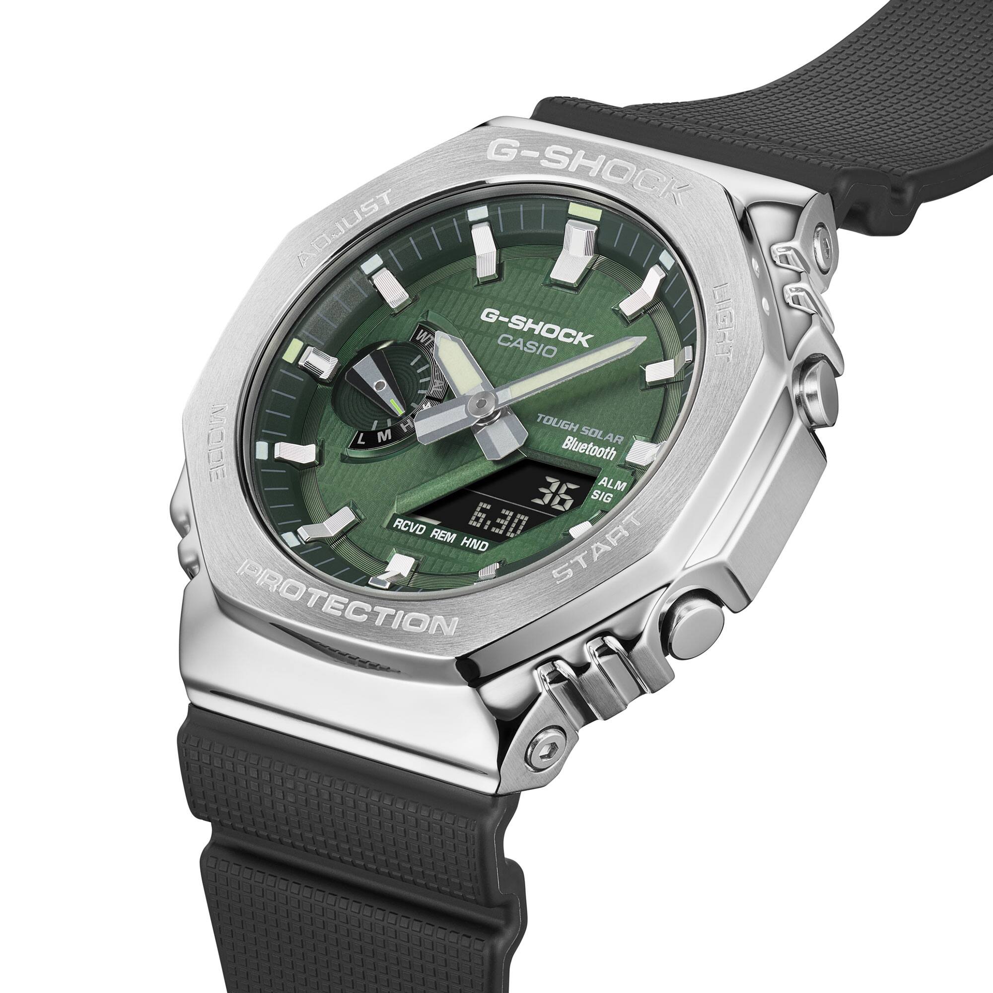 2100A Reloj G-Shock Hombre Caja Acero Esfera Verde - Vista trasera