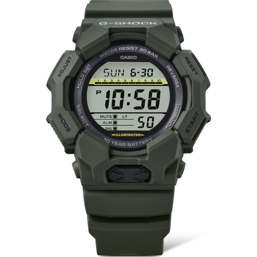 GD-010-3 Reloj G-Shock Hombre Resina Verde Militar - Detalle de esfera