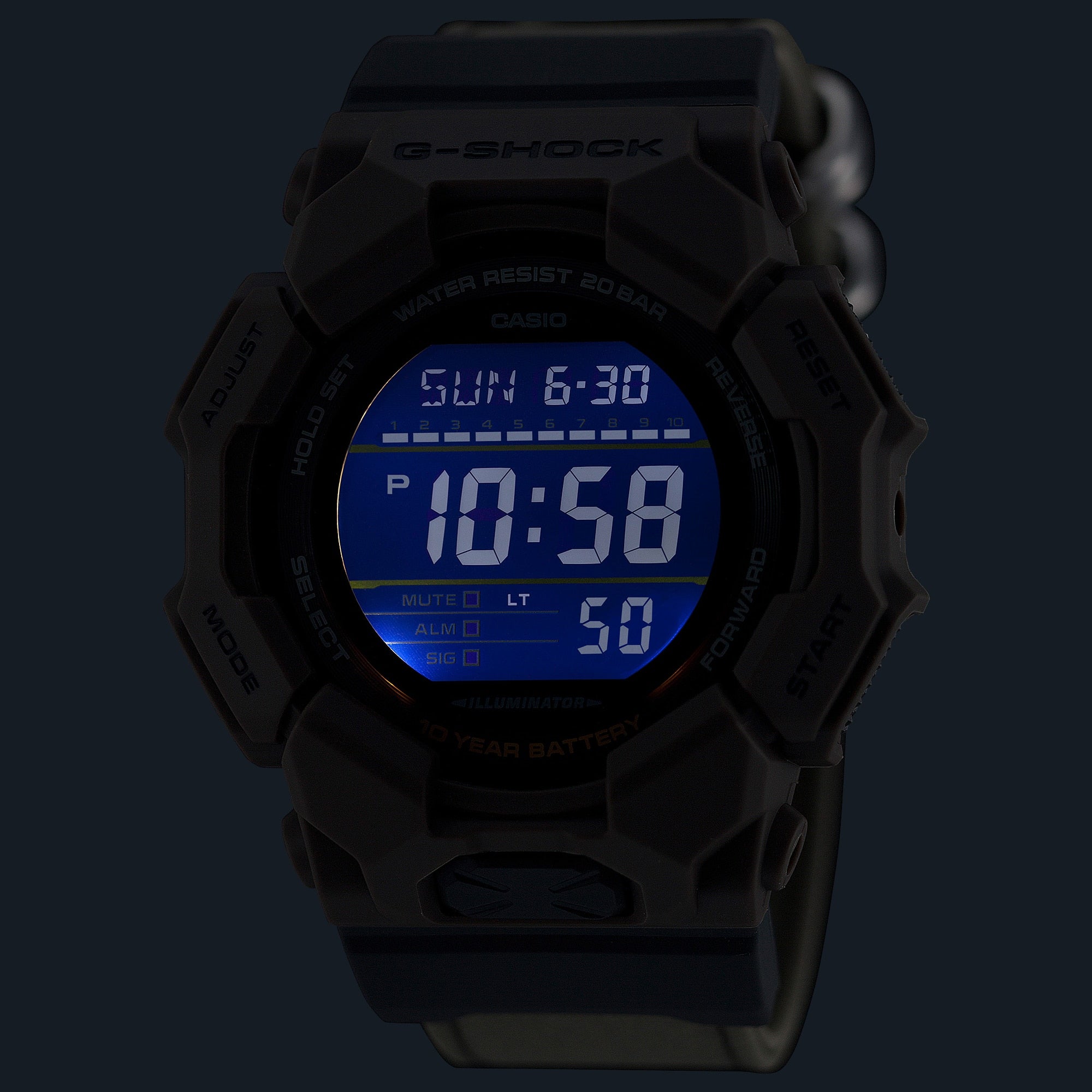 GD-010CE Reloj G-Shock Hombre Correa de Tela Marrón - Vista trasera