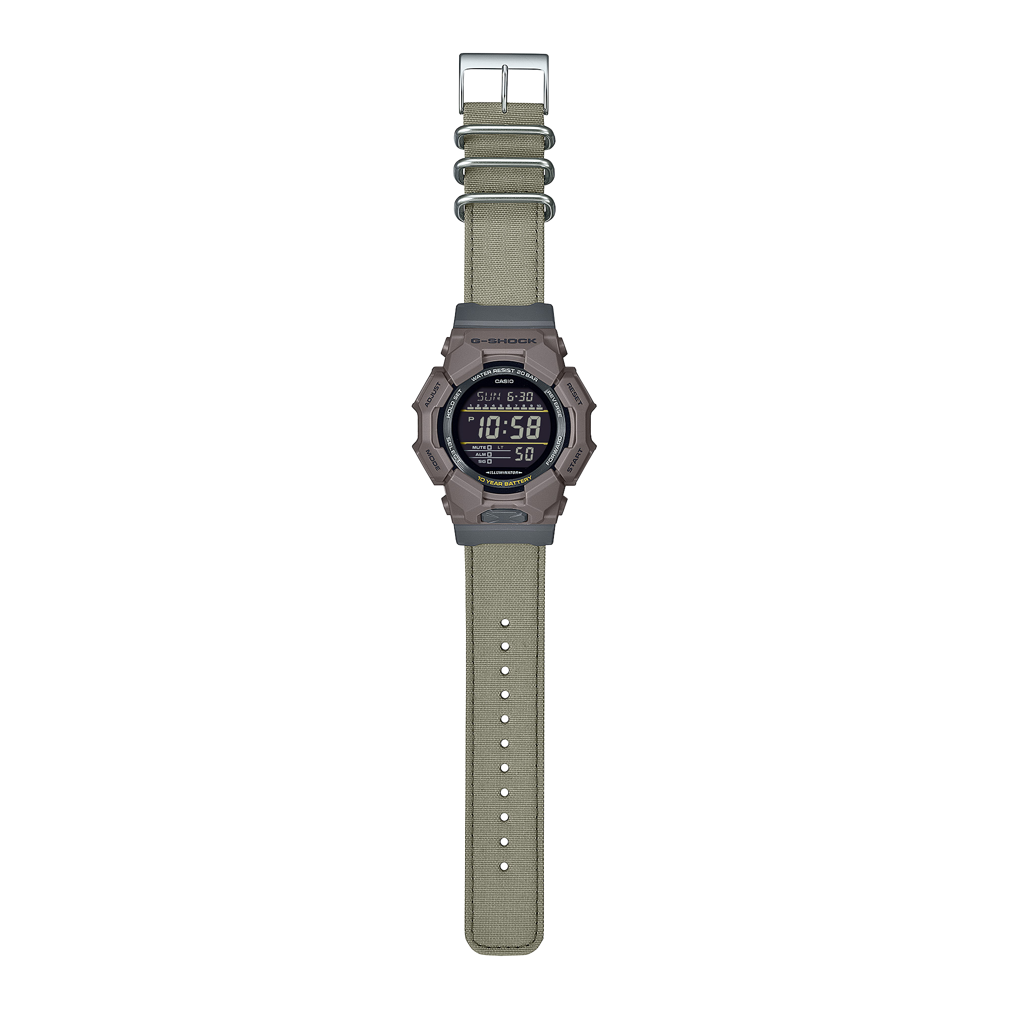 GD-010CE Reloj G-Shock Hombre Correa de Tela Marrón - Vista lateral