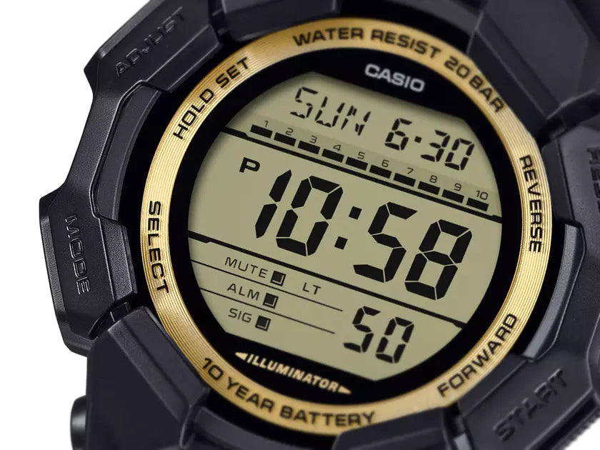 GD-010GB-1A9 Reloj G-Shock Digital Hombre Resina Negro Dorado - Vista lateral