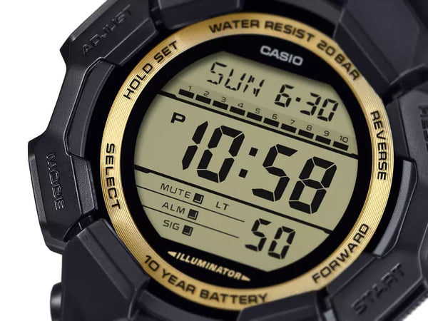 GD-010GB-1A9 Reloj G-Shock Digital Hombre Resina Negro Dorado - Vista lateral