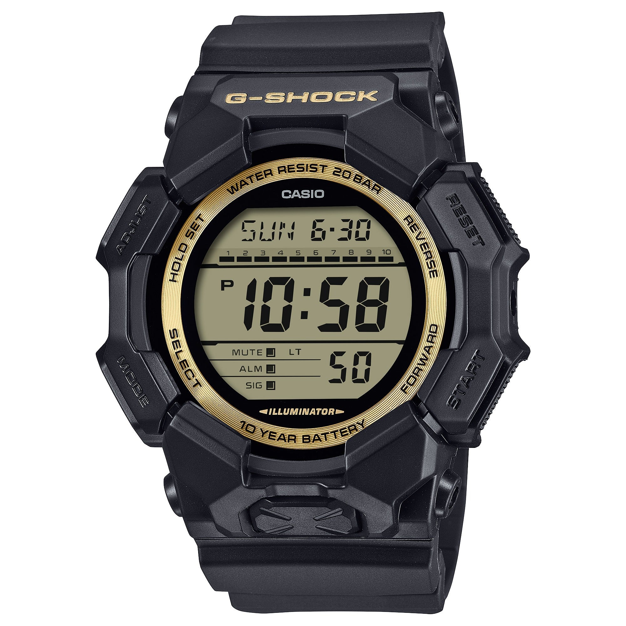 GD-010GB-1A9 Reloj G-Shock Digital Hombre Resina Negro Dorado - Reloj original en Guatemala