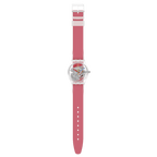 Reloj Swatch Clearly Red Striped unisex banda de resina - Vista lateral