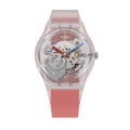 Reloj Swatch Clearly Red Striped unisex banda de resina - Reloj original en Guatemala