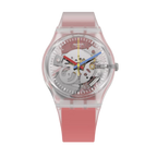 Reloj Swatch Clearly Red Striped unisex banda de resina - Reloj original en Guatemala