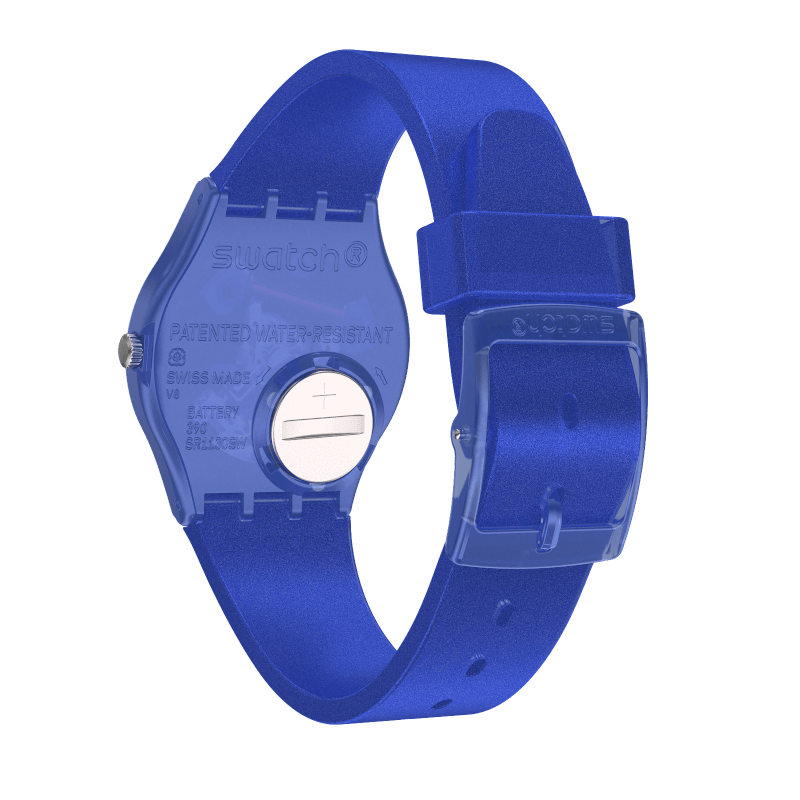 Reloj Swatch Blurry Blue de dama pulsera de caucho - Detalle de esfera