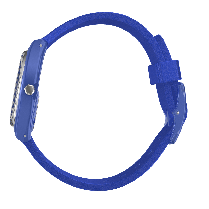 Reloj Swatch Blurry Blue de dama pulsera de caucho - Vista lateral
